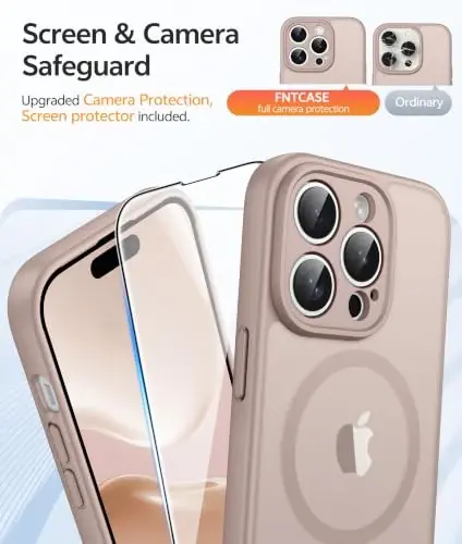 FNTCASE for iPhone 14 Pro G‘ilofi: [Magsafe bilan mos keladi] [To‘liq kamera himoyasi] [Ekran himoyasi] ga ega Shaffof Mat G‘iloflar Harbiy darajadagi zarbaga chidamli himoya telefon qopqog‘i - Cho‘l Oltini - 4