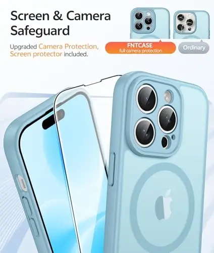 FNTCASE for iPhone 14 Pro Max Case: [Compatible with Magsafe] Translucent Matte Cases with [Full Camera Protection] [Screen Protector] Military Grade Shockproof Protective Phone Cover - Teal - 4