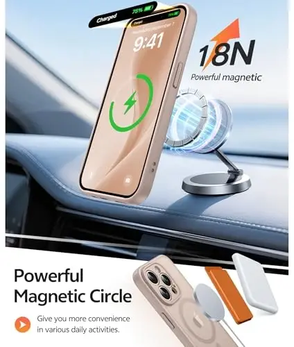 FNTCASE for iPhone 14 Pro Max Case: [Magsafe bilan mos keladi] [To'liq kamera muhofazasi] [Ekran himoyasi] shaffof mat qutilar harbiy darajadagi zarbaga chidamli himoya telefon qopqog'i - Cho'l Oltini - 3