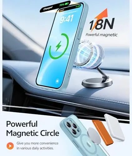 FNTCASE for iPhone 14 Pro Max G‘ilofi: [Magsafe bilan mos keladi] [To‘liq Kamera Himoyasi] va [Ekran Himoyachisi] bilan Shaffof Mat G‘iloflar Harbiy Darajadagi Zarbga Chidamli Himoya Telefon Qopqog‘i - Moviy-yashil - 3