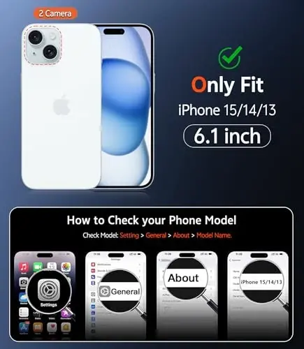 FNTCASE for iPhone 15 Case Clear: iPhone 14/13 Case Magnetic Phone Cases with Screen Protector Compatible with Magsafe Slim Anti Yellowing Rugged Protective Transparent Cell Cover (B-Sierra Blue) - 2