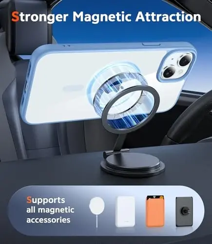 FNTCASE for iPhone 15 Case Clear: iPhone 14/13 Case Magnetic Phone Cases with Screen Protector Compatible with Magsafe Slim Anti Yellowing Rugged Protective Transparent Cell Cover (B-Sierra Blue) - 4