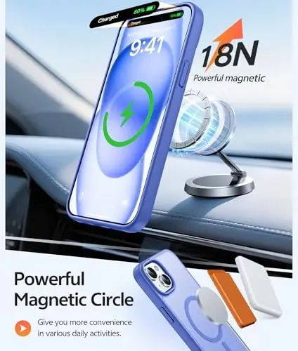 FNTCASE for iPhone 15 Case: for iPhone 14 & iPhone 13 Case | Magnetic Frosted Translucent Slim Shockproof Cell Phone Cover | Military Grade Protection Drop Proof Tough Protective Cases - Ultramarine - 3
