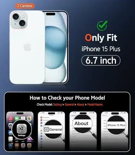 FNTCASE for iPhone 15 Plus Case: Clear Magnetic Phone Cases with Screen Protector Compatible with Magsafe Slim Anti Yellowing Rugged Shockproof Protective Transparent Cell Phone Cover (B-Blue) - 2