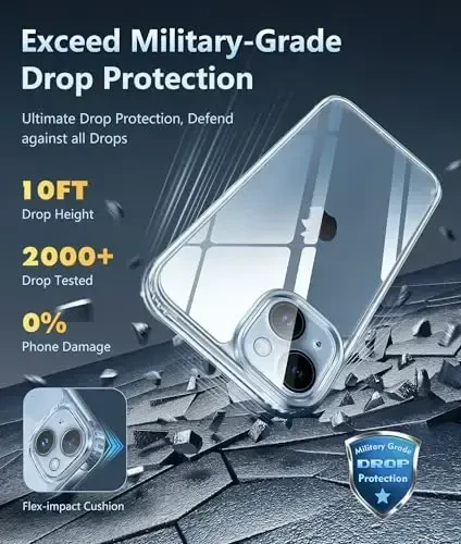 FNTCASE for iPhone 15 Plus Case: Clear Phone Cases Compatible with Magsafe Slim Anti Yellowing Military Grade Drop Protection Rugged Shockproof Protective Transparent Cell Phone Cover (B-Clear) - 3