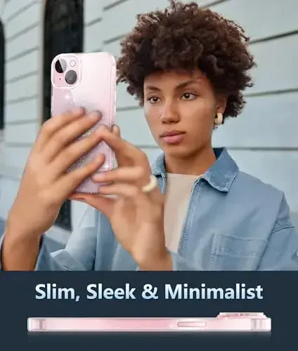 FNTCASE for iPhone 15 Plus Case: Clear Phone Cases Compatible with Magsafe Slim Anti Yellowing Military Grade Drop Protection Rugged Shockproof Protective Transparent Cell Phone Cover (D-Glitter) - 6