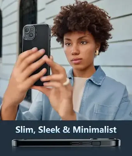 FNTCASE for iPhone 15 Plus Case: for iPhone 14 Plus Case Military Slim Fit Anti-Yellowing Shockproof Protective Thin Transparent Phone Cover, 6.7 inch (D-Black) - 6