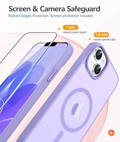FNTCASE for iPhone 15 Plus Case: for iPhone 14 Plus Case Translucent Matte Military Grade Protective Phone Cover - Slim Anti-Slip Durable Shockproof Drop Protection Cases - Light Purple - 4