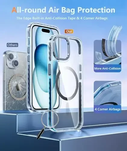 FNTCASE for iPhone 15 Plus Case: for iPhone 14 Plus Case with Magnetic Circle, Military Grade Drop Protection Shell Durable Full Body Protective Cell Phone Cover - 6.7 inch (D-Black Magnetic) - 7