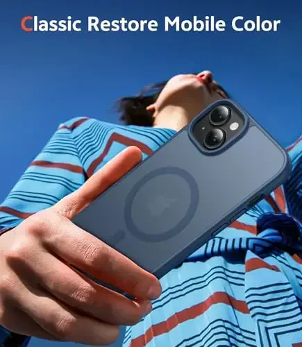 FNTCASE for iPhone 15 Plus Case: Matte Magnetic Phone Cases with Screen Protector Compatible with Magsafe Slim Anti Yellowing Rugged Shockproof Protective Translucent Cell Phone Cover (C-Blue) - 7