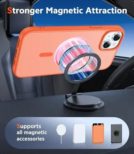 FNTCASE for iPhone 15 Plus Case: Matte Magnetic Phone Cases with Screen Protector Compatible with Magsafe Slim Anti Yellowing Rugged Shockproof Protective Translucent Cell Phone Cover (C-Orange) - 4