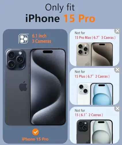 FNTCASE for iPhone 15 Pro Case: Clear Phone Cases Compatible with Magsafe Slim Anti Yellowing Military Grade Drop Protection Rugged Shockproof Protective Transparent Cell Phone Cover (B-Clear) - 2