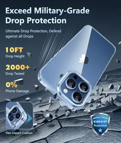 FNTCASE for iPhone 15 Pro Case: Clear Phone Cases Compatible with Magsafe Slim Anti Yellowing Military Grade Drop Protection Rugged Shockproof Protective Transparent Cell Phone Cover (B-Clear) - 3