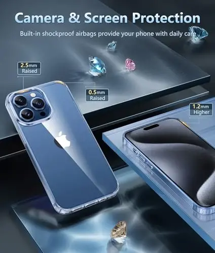 FNTCASE for iPhone 15 Pro Case: Clear Phone Cases Compatible with Magsafe Slim Anti Yellowing Military Grade Drop Protection Rugged Shockproof Protective Transparent Cell Phone Cover (B-Clear) - 4