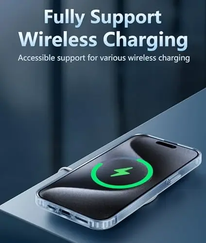 FNTCASE for iPhone 15 Pro Case: Clear Phone Cases Compatible with Magsafe Slim Anti Yellowing Military Grade Drop Protection Rugged Shockproof Protective Transparent Cell Phone Cover (B-Clear) - 5