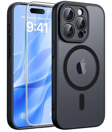 FNTCASE for iPhone 15 Pro Case: Magnetic Matte Translucent Military Grade Drop Protective Phone Case | Shockproof Thin Rugged Durable Protection Bumper Cover 