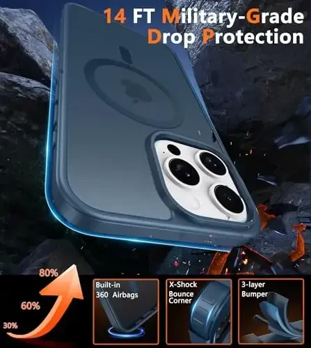 FNTCASE for iPhone 15 Pro Case: Magnetic Matte Translucent Military Grade Drop Protective Phone Case | Shockproof Thin Rugged Durable Protection Bumper Cover - 4