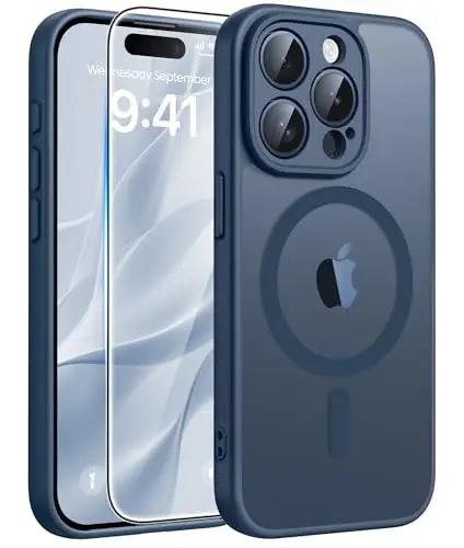 FNTCASE for iPhone 15 Pro Case: Magnetic Matte Translucent Military Grade Drop Protective Phone Case | Shockproof Thin Rugged Durable Protection Bumper Cover - FNTCASE