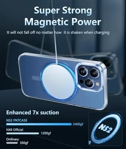 FNTCASE for iPhone 15 Pro Case: Strong Magnetic Anti-Yellowing Slim Clear Phone Case | Military Grade Protection & Shockproof Drop Protective Thin Transparent Cover(Clear Crystal) - 3