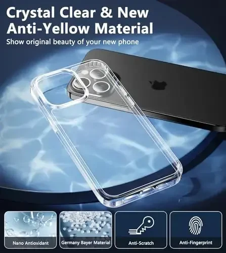 FNTCASE for iPhone 15 Pro-Max Case: Clear Case - Anti Yellowing & Shockproof Military-Grade Drop Protective Transparent Phone Cover (B-Clear) - 3