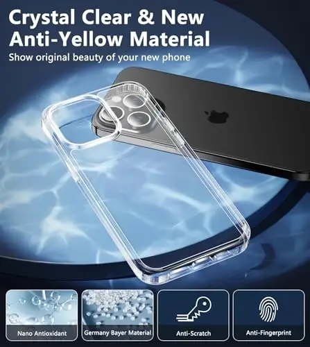 FNTCASE for iPhone 15 Pro-Max Case: Clear Case - Anti Yellowing & Shockproof Military-Grade Drop Protective Transparent Phone Cover (B-Clear) - 2