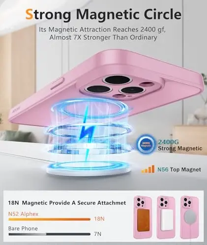 FNTCASE for iPhone 15 Pro Max Case: Magnetic Matte Slim Shockproof Full Covered Camera Protection Phone Cover - Military Drop Proof Anti-Scratch Durable Silicone Protective Cases - 4