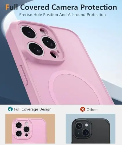 FNTCASE for iPhone 15 Pro Max Case: Magnetic Matte Slim Shockproof Full Covered Camera Protection Phone Cover - Military Drop Proof Anti-Scratch Durable Silicone Protective Cases - 5