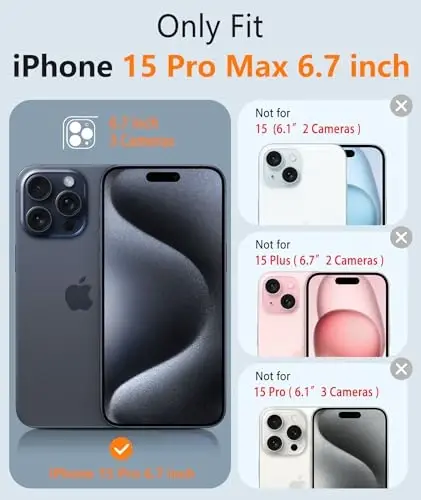 FNTCASE for iPhone 15 Pro Max Case: Magnetic Matte Slim Shockproof Full Covered Camera Protection Phone Cover - Military Drop Proof Anti-Scratch Durable Silicone Protective Cases - 2