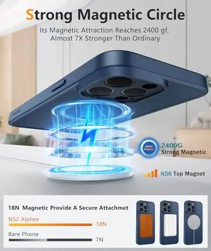 FNTCASE for iPhone 15 Pro Max Case: Magnetic Matte Slim Shockproof Full Covered Camera Protection Phone Cover - Military Drop Proof Anti-Scratch Durable Silicone Protective Cases - 4