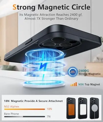 FNTCASE for iPhone 15 Pro Max Case: Magnetic Matte Slim Shockproof Full Covered Camera Protection Phone Cover - Not Applicable to Any Other Cell Phone - 4