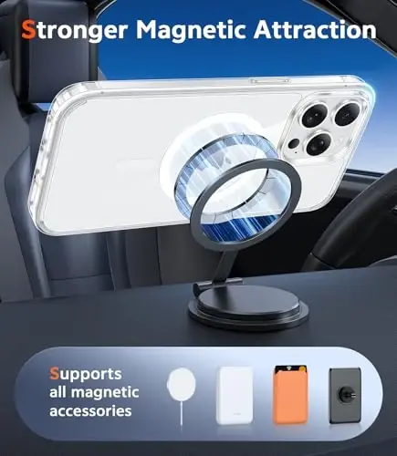 FNTCASE for iPhone 15 Pro-Max Case: Clear Magnetic Phone Cases with Screen Protector Compatible with Magsafe Slim Anti Yellowing Rugged Shockproof Protective Transparent Cell Cover (A-Clear) - 4