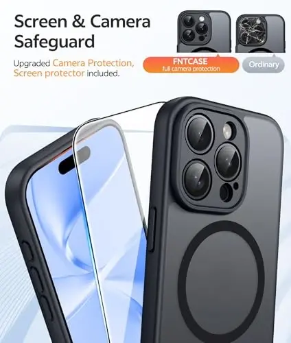 FNTCASE for iPhone 15 Pro-Max Case: Magnetic Matte Translucent Military Grade Drop Protective Phone Case | Shockproof Thin Rugged Durable Protection Bumper Cover - 4