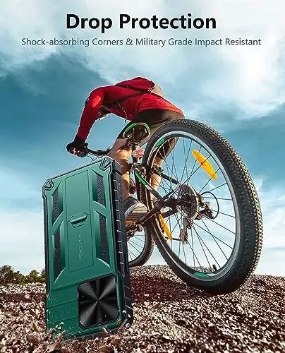 FNTCASE for iPhone 15-Pro-Max Case with Kickstand & Slide Green | Military Grade Dropproof Protection, Heavy Duty Rugged Cell Cover, Bumper, Green - 6