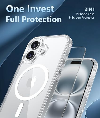 FNTCASE for iPhone 16 Case: Clear Magnetic Military Grade Drop Protection Anti Yellowing Slim Case - Rugged Shockproof Protective Transparent Cell Phone Cover(Clear) - 6