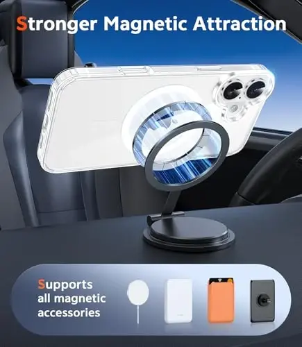 FNTCASE for iPhone 16 Case: Clear Magnetic Military Grade Drop Protection Anti Yellowing Slim Case - Rugged Shockproof Protective Transparent Cell Phone Cover(Clear) - 3