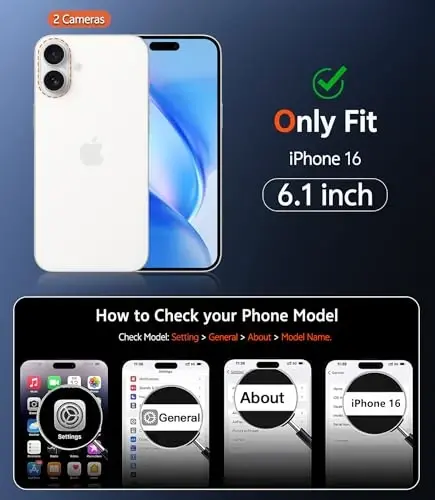 FNTCASE for iPhone 16 Case Clear: Magnetic Phone Cases Protective Anti-Yellowing Slim Thin Transparent Cover Military Grade Shockproof Drop Protection Lightweight (B-Blue) - 2