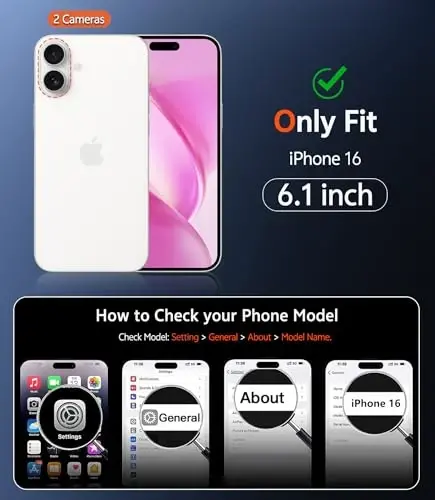 FNTCASE for iPhone 16 Case Clear: Magnetic Phone Cases with Screen Protector Anti Yellowing Transparent Lightweight Slim Rugged Protective Cell Phone Cover (B-Pink) - 2