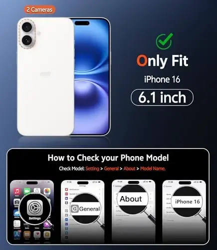 FNTCASE for iPhone 16 Case Clear: Magnetic Phone Cases with Screen Protector Drop Proof Compatible with Magsafe Slim Anti Yellowing Rugged Shockproof Protective Transparent Cell Cover (B-Black) 