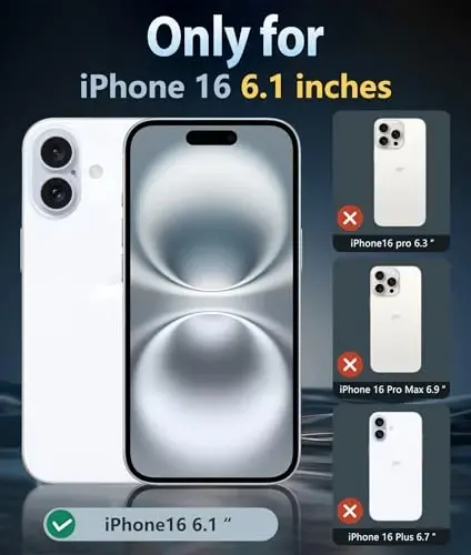 FNTCASE for iPhone 16 Case: Clear Military Grade Drop Protection Anti Yellowing Slim Case - Rugged Shockproof Protective Transparent Cell Phone Cover (B-Clear) - FNTCASE (1)