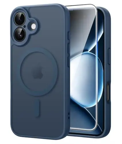 FNTCASE for iPhone 16 Case Fit for MagSafe Blue | Translucent Magnetic Slim Shockproof Protective Cover with Screen Protector, Military Grade Drop Protection - 1