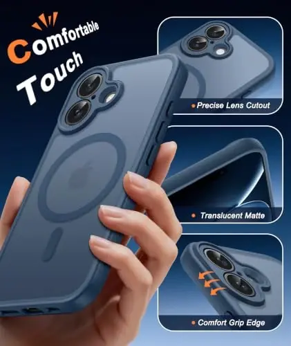 FNTCASE for iPhone 16 Case Fit for MagSafe Blue | Translucent Magnetic Slim Shockproof Protective Cover with Screen Protector, Military Grade Drop Protection - 5