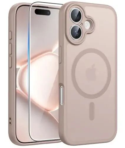 FNTCASE for iPhone 16 Case Fit for MagSafe Desert Gold | Translucent Magnetic Slim Shockproof Protective Cover with Screen Protector, Military Grade Drop Protection - 1