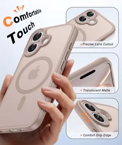 FNTCASE for iPhone 16 Case Fit for MagSafe Desert Gold | Translucent Magnetic Slim Shockproof Protective Cover with Screen Protector, Military Grade Drop Protection - 5