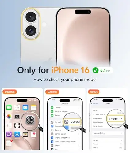 FNTCASE for iPhone 16 Case: [Magsafe bilan mos keladi] [To'liq Kamera Himoyasi] [Ekran Himoyachisi] Harbiy Darajadagi Zarbga Chidamli Himoya Telefon Qopqog'i - Cho'l Oltini - 2
