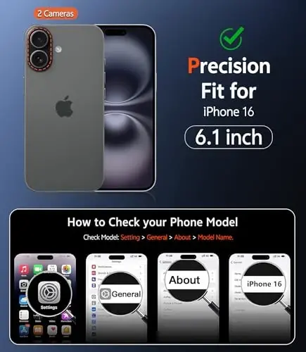 FNTCASE for iPhone 16 Case Matte: Magnetic Slim Shockproof Full Covered Camera Protection Phone Cover - Military Drop Proof Anti-Scratch Durable Silicone Protective Cases - 2