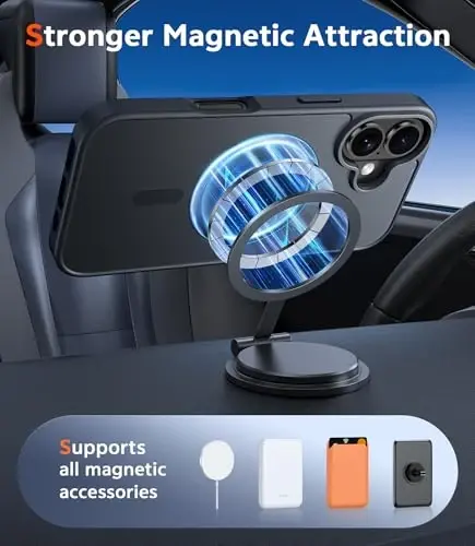 FNTCASE for iPhone 16 Case Matte: Magnetic Slim Shockproof Full Covered Camera Protection Phone Cover - Military Drop Proof Anti-Scratch Durable Silicone Protective Cases - 3