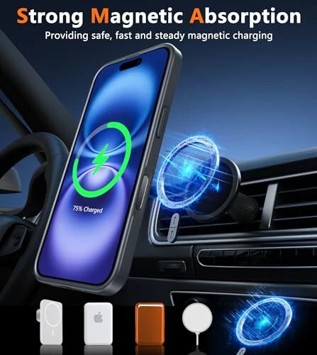 FNTCASE for iPhone 16 Case: Supports Camera Control Capture, Magnetic Matte Translucent Phone Case - Military Grade Drop-Proof Shockproof Slim Rugged Protective Cover (Black/Camera Control) - 5