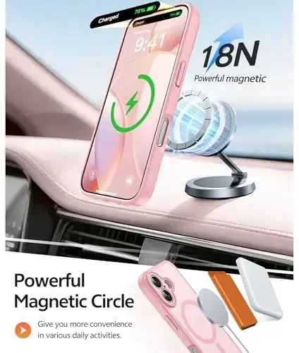 FNTCASE for iPhone 16 Phone Case: Magnetic Translucent Matte Shockproof Slim Cell Phone Cover - Military Grade Drop Proof Hard Back Anti-Fingerprint Protective Case - 3