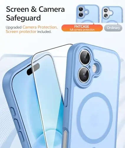 FNTCASE for iPhone 16 Phone Case: Magnetic Translucent Matte Shockproof Slim Cell Phone Cover - Military Grade Drop Proof Hard Back Anti-Fingerprint Protective Case - 4