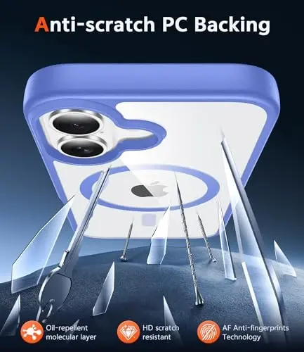 FNTCASE for iPhone 16 Plus Case: Clear Case Magnetic Military Grade Drop Protection Anti Yellowing Cell Phone Cover - Rugged Shockproof Protective Bumper Transparent Cases (D-Ultramarine Magnetic) - 5